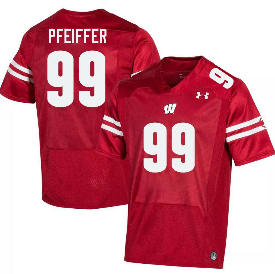 Men #99 Cayson Pfeiffer Wisconsin Badgers College Football Jerseys Stitched-Red